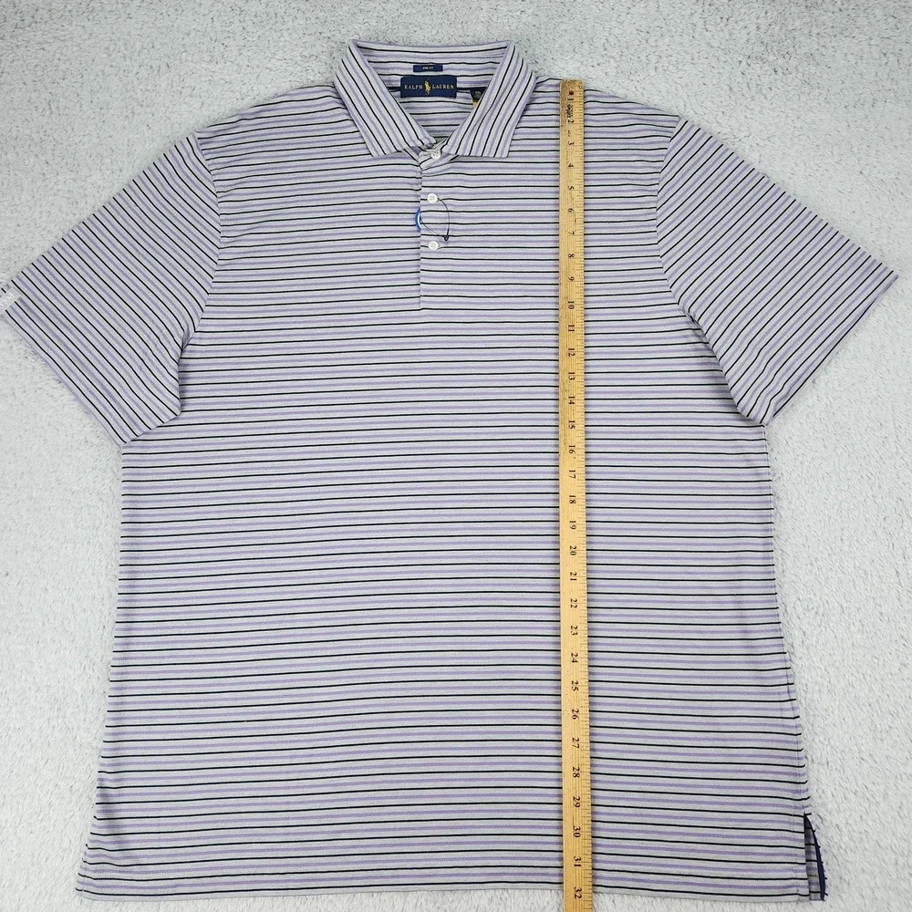 Ralph Lauren Polo Mens 2XL Purple Gray Striped Pro Fit Performance Wicking NEW